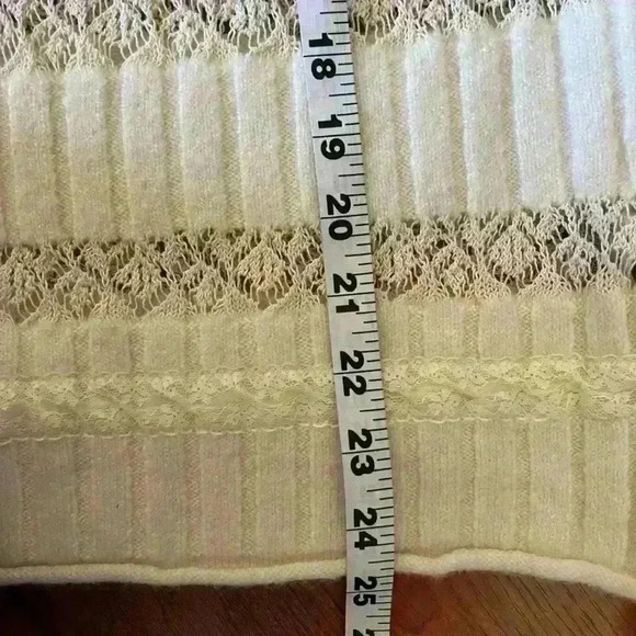 Zara Boho Contrast Lace Pointelle Cream Sweater sz small - Picture 7 of 9